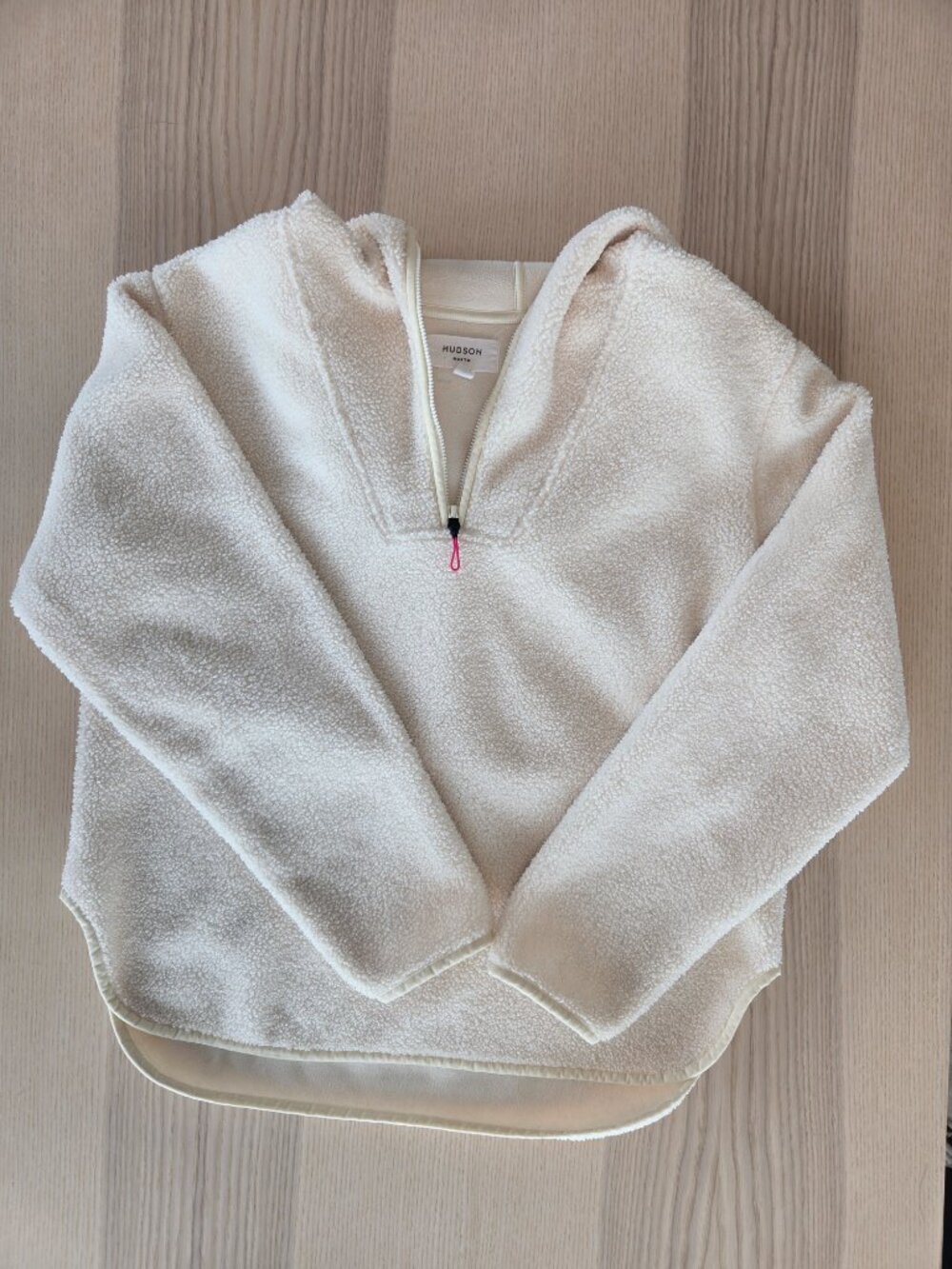 Hudson North Off White Fleece Half Zip Hoodie Pullover - Picture 5 of 8